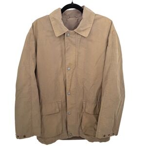 Massimo Dutti Mens L/XL Field Jacket Coat Brown Canvas Utility Outdoor Workwear